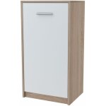 Buffet avec 1 porte blanc / noir - meuble de rangement style contemporain - 40 x 35 x 75 cm