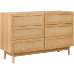 Beliani - commode boho en bois 6 tiroirs panneau de particules façade en rotin bois clair nivo Beliani - commode boho en bois 6 tiroirs panneau de particules façade en rotin bois clair nivo