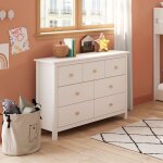 Toscohome - commode en bois massif à 7 tiroirs blanc 110x40x80h cm - max Toscohome - commode en bois massif à 7 tiroirs blanc 110x40x80h cm - max