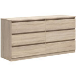 Commode buffet � 6 tiroirs meuble de rangement , coloris ch�ne sonoma - longueur 150 x profondeur 45 ...