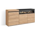 Commode, buffet, armoire, meuble de rangement, 157x75x35 cm, chambre  coucher, pice, chemine lectrique, ...