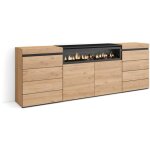 Commode, buffet, armoire, meuble de rangement, 214x75x35 cm, chambre  coucher, pice, chemine lectrique, ...