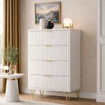 Commode chambre avec 4 tiroirs, meuble de rangement moderne, commode chambre adulte avec poign�es et ...