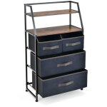 Commode chambre 4 tiroirs en tissu, meuble de rangement industriel avec 2 étagères kit anti - basculement ... Commode chambre 4 tiroirs en tissu, meuble de rangement industriel avec 2 étagères kit anti - basculement ...