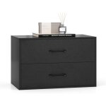 Costway commode chambre empilable, commode 2 tiroirs, petite commode rangement chambre, kits anti - basculemen ...
