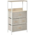 Commode chambre meuble de rangement commode 4 tiroirs en tissu pliables et amovibles avec �tag�res ouvertes ...