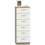 Commode de chambre tibet en chne cambrien et mlamine blanche 110x40x40 cm