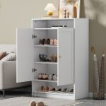 Roomfitters - commode à chaussures avec étagères réglables, 2 portes et poignées dorées, meuble de rangement ... Roomfitters - commode à chaussures avec étagères réglables, 2 portes et poignées dorées, meuble de rangement ...