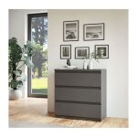 Commode chelsea 3 tiroirs ? fini anthracite ? dimensions 77, 2 x 42, 2 x 79, 9 cm ? rangement compact ...