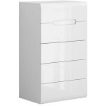 Commode chiffonnier � 5 tiroirs , coloris blanc / blanc haute brillance - longueur 60 x profondeur 41 ...