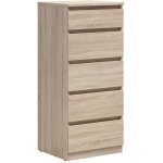 Commode chiffonnier � 5 tiroirs meuble de rangement , coloris ch�ne sonoma - longueur 50 x profondeur ...