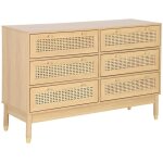 Commode dcor bois et cannage 6 tiroirs teinte naturelle - 53 x 33. 5 x 12. 5 cm - judith