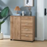 [en. casa] - commode dbritz 84 x 80 x 28 cm effet chne