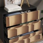 Commode eliza, noir / ch�ne, 80x81. 2cm avec 3 tiroirs, vicco