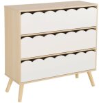 Commode enfant dcor bois blanc 3 tiroirs. pieds bois de pin - 80 x 30 x 79 cm - azur