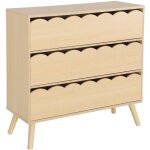 Commode enfant dcor bois naturel 3 tiroirs. pieds bois de pin - 80 x 30 x 79 cm - azur