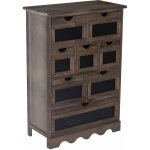 [jamais utilis] commode ermelo, armoire  tiroirs avec tableau, style shabby, vintage 87x60x30cm, marron ...