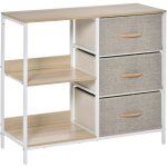 Commode étagère leo beige et bois Commode étagère leo beige et bois