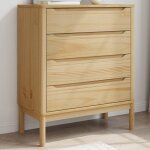 Commode floro cire marron bois de pin massif