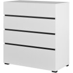 Meublorama - commode havana blanche et noire ? 4 tiroirs ? style contemporain et rangement pratique