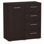 Buffet avec 1 porte et 4 tiroirs wengé - meuble de rangement style contemporain - 80 x 35 x 84. 5 cm Buffet avec 1 porte et 4 tiroirs wengé - meuble de rangement style contemporain - 80 x 35 x 84. 5 cm
