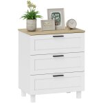 Commode - homcom - 3 tiroirs - style moderne - pieds en bois massif et plateau effet bois - 60 x 38 x ...