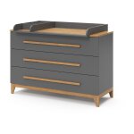 Vitalispa - commode  langer malia, gris, 133 x 98 cm xl avec 3 tiroirs