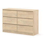 Bim furniture ? commode maja s6 120 cm ch�ne cremona ? 6 tiroirs ? syst�me sans poign�e ? dimensions ...