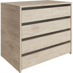 Commode, meuble de rangement avec 4 tiroirs coloris ch�ne - hauteur 61, 8 x longueur 70 x profondeur ...