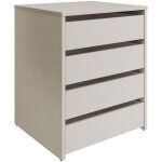 Commode, meuble de rangement avec 4 tiroirs coloris effet textile - hauteur 61, 8 x longueur 50 x profondeur ...