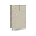 Songmics - commode, meuble de rangement, avec 5 tiroirs en tissu, style industriel, pour salon, entre, ...