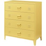 Commode meuble de rangement pratique entr�e salon chambre m�tallique avec 4 tiroirs acier 92 x 80 x 40 ...