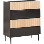 Commode moderne à 4 tiroirs en mdf placage bois de frêne clair façade striée meuble de salon chambre ... Commode moderne à 4 tiroirs en mdf placage bois de frêne clair façade striée meuble de salon chambre ...