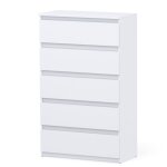 Commode moderne - 70 cm - blanche - 5 tiroirs - pratique et lgante pour salon