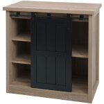 Décoshop26 - commode avec porte coulissante et 5 compartiments aspect bois métal industriel 84x80x40 ... Décoshop26 - commode avec porte coulissante et 5 compartiments aspect bois métal industriel 84x80x40 ...