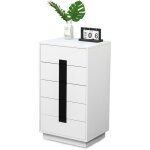 Commode relaxdays, h x l x p : 88 x 50 x 40 cm, 5 tiroirs, chambre, couloir, v�tements, livres, blanc ...