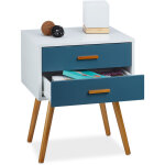 Relaxdays - commode r�tro style design nordique scandinave 2 tiroirs armoire blanc turquoise hxlxp: 58 ...