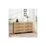 Wishdor - commode en rotin, commode haut 130cm, 6 tiroirs, coin incurv�, panneaux de particules, pour ...