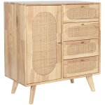 Commode rubberwood rotin 73, 5x35x78 naturel