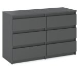 Commode � 6 tiroirs en gris mat 100x33. 5x71. 5 cm - meuble tv moderne de style loft pour le salon, la ...