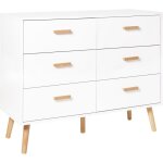 Commode scandinave 6 tiroirs buffet pieds en bois blanc newark Commode scandinave 6 tiroirs buffet pieds en bois blanc newark