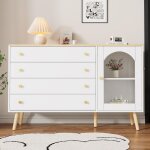 Commode  tiroirs blanche avec 4 larges tiroirs? pour salle  manger, cuisine, salon, 40x120x77, 5 cm ...