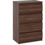 Commode 60 cm 4 tiroirs ch�ne weng� commode en bois buffet de salon, buffet de chambre � coucher