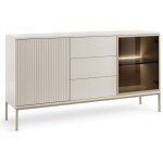 Commode avec tiroirs haller - buffet 154 cm avec pieds en bois - 2 portes, lamelles, �clairage led - ...