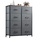 Commode tissu pour chambre, haute 8 tiroirs, tour rangement bacs tissu, double, pour placard, salon, ...