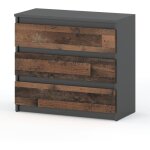 Commode vintage grise 80cm, meuble tv pour salon et chambre � coucher