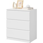 Commode woltu, avec 3 tiroirs, meuble tiroir rangement, en bois d?ingnierie, chiffonnier, blanc, 60x40x70 ...