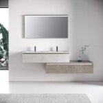 Composition double vasque 4 pieces yoka blanc pierre / pierre havane