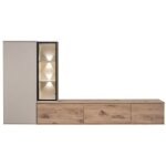 Composition murale calire ? meuble tv et rangements suspendus ? chne vicking et cashmere