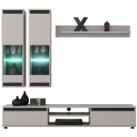 Composition murale domo ? meuble tv, 2 vitrines suspendues et 1 tagre murale ? cachemire